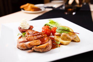 Roasted duck with pear