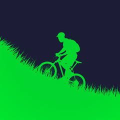 Obraz na płótnie Canvas man on bicycle silhouette 