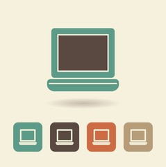 Flat icon laptop. Simple vector logo