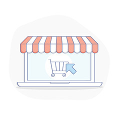 Flat storefront illustration, e-commerce concept