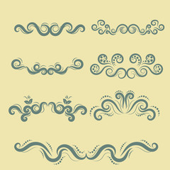 Fototapeta premium Flora calligraphy vector set