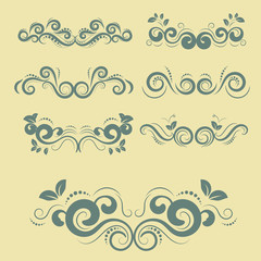 Flora calligraphy vector set