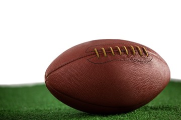 Close up of brown American football