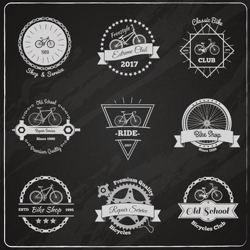 Bike Chalkboard Emblems Set