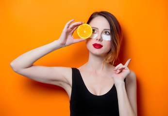 Woman using eye patch for her eyes