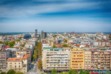Fototapeta na wymiar Belgrade, Serbia 11.09.2017. : Panorama of Belgrade taken from the temple Saint Sava