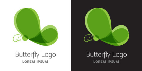 Colorful green butterfly logo template.