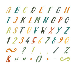 Handwritten font with punctuation marks