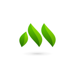 Letter M eco leaves logo icon design template elements