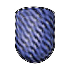 rounded shield in colored crayon silhouette vector illustration