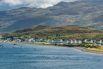 Fototapeta na wymiar ocean and sky panorama of the Scottish Highlands in summer
