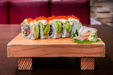 Salmon and Tuna maki roll sushi