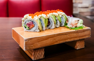Salmon and Tuna maki roll sushi
