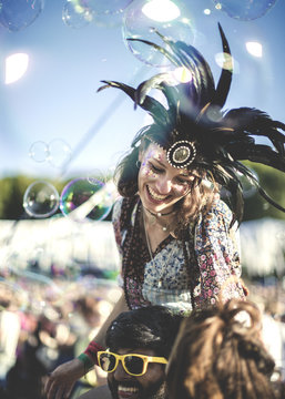 Revellers at summer music festival