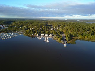 Marina bay with sailboats and yachts. Finland, Turku city