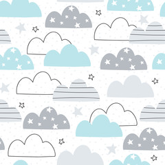 seamless clouds pattern vector illustration