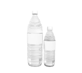 Big and small plastic bottle concept 3d render on white background no shadow