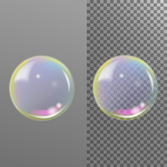 Realistic transparent vector soap bubble isolated.