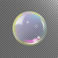 Realistic transparent vector soap bubble isolated.