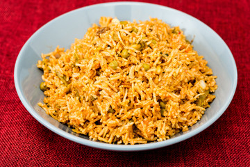 Tasty Indian food basmati rice on a plate