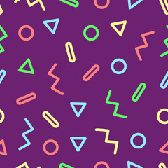 Memphis design. 90s style. Retro geometric seamless pattern