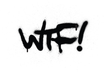 Graffiti-WTF-Chat-Abkürzung in Schwarz auf Weiß