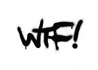 Stickers meubles Graffiti Abréviation de chat WTF graffiti en noir sur blanc
