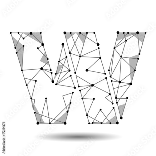 Low Poly Letter W English Latin Polygonal Triangle Connect Dot