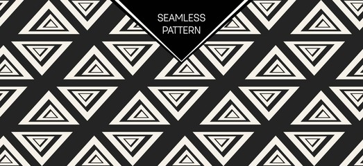 Abstract concept vector monochrome geometric pattern. Black and white minimal background. Creative illustration template. Seamless stylish texture. For wallpaper, surface, web design, textile, decor.