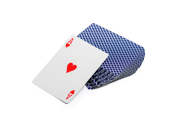 playing cards desk with ace