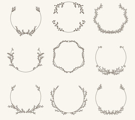 Vector set of border circle frame - vintage style