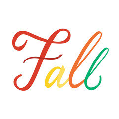 Modern brush phrase Fall. Word of Fall isolated on white background. trendy colors of autumn