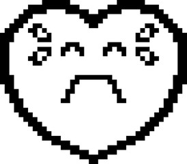 Crying 8-Bit Cartoon Heart
