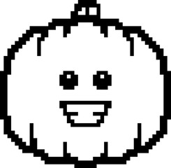 Fototapeta premium Smiling 8-Bit Cartoon Pumpkin