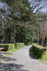 Gravel road of park in Kyoto,Japan.