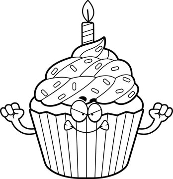 Angry Cartoon Birthday Cupcake