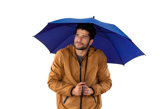 Man Standing Under Umbrella