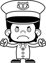 Cartoon Angry Boat Captain Chimpanzee