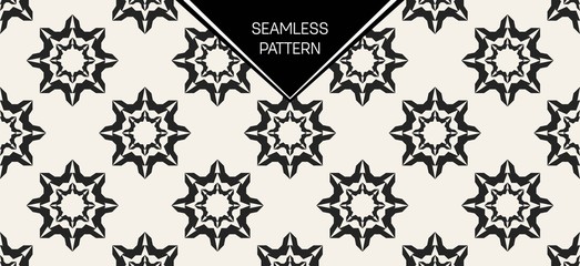 Abstract concept vector monochrome geometric pattern. Black and white minimal background. Creative illustration template. Seamless stylish texture. For wallpaper, surface, web design, textile, decor.