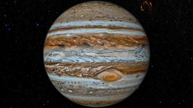 Jupiter against the background star map