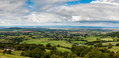 Farmland and fields in the Cotswolds area of England