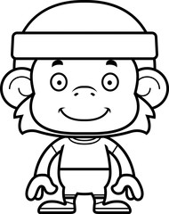Cartoon Smiling Fitness Monkey