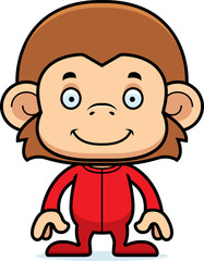 Cartoon Smiling Monkey In Pajamas