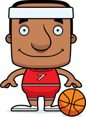 Cartoon Smiling Basketball Player Man