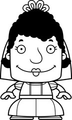Cartoon Smiling Bride Woman