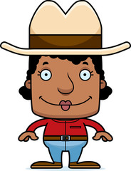 Cartoon Smiling Cowboy Woman
