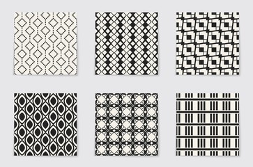 Abstract concept vector monochrome geometric pattern. Black and white minimal background. Creative illustration template. Seamless stylish texture. For wallpaper, surface, web design, textile, decor.