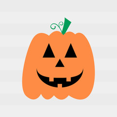 Halloween Poster with pumpkin cheerful smile on white background