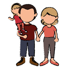 parent couple with daughter avatars characters