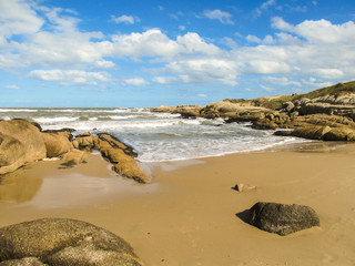 Beach landscape in summer at Santa Teresa National Park - Rocha, Uruguay